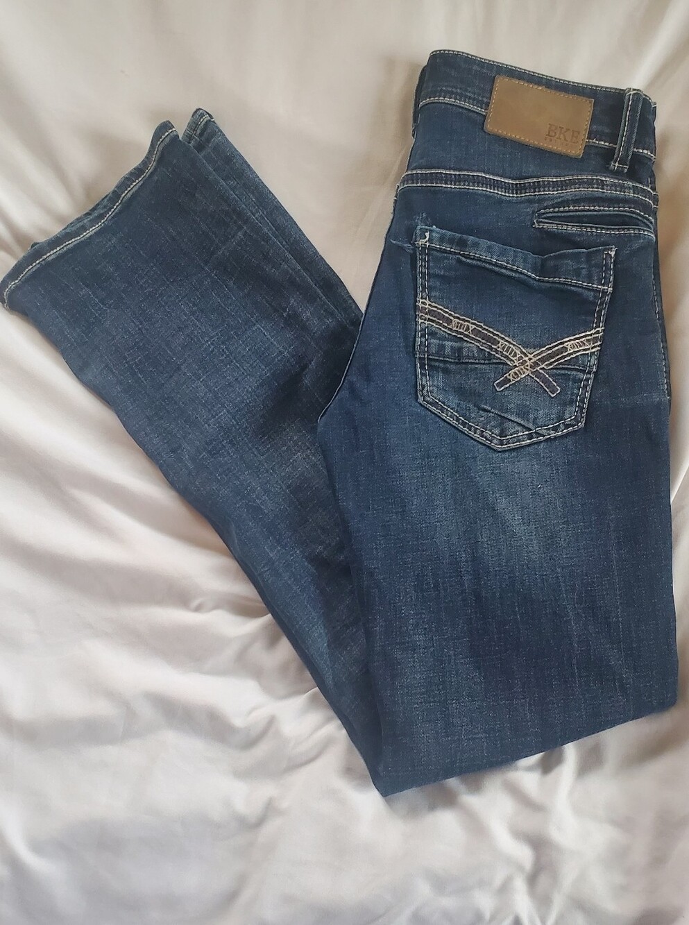 BKE Aiden Distressed Women's Bootcut Jeans, Sz 30x32 (Actual W30xL32) Unisex